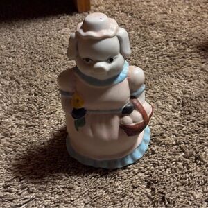 Adorable Ceramic Dog Figurine with Basket